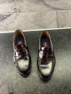 ALLEN SOLLY Men's Penny Loafers in Burgundy Leather